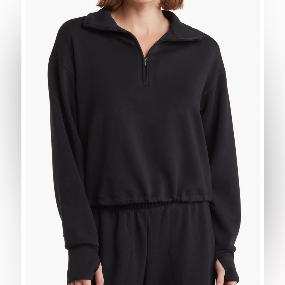 Black Cropped Quarter-Zip